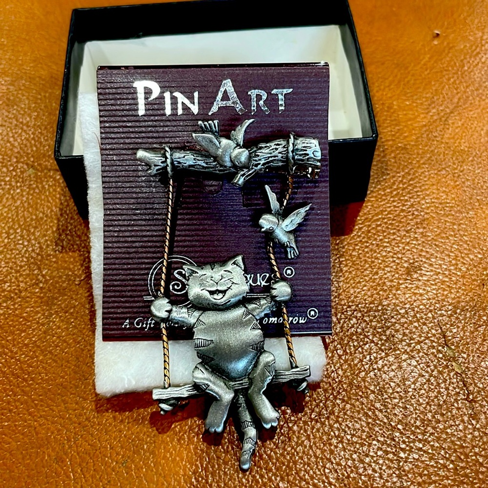 Whimsical cat pin